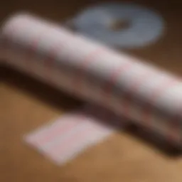 Close-up of strapless dress tape roll on a wooden table