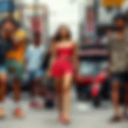 A vibrant streetstyle scene showcasing diverse shorts