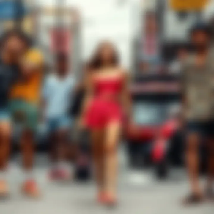 A vibrant streetstyle scene showcasing diverse shorts