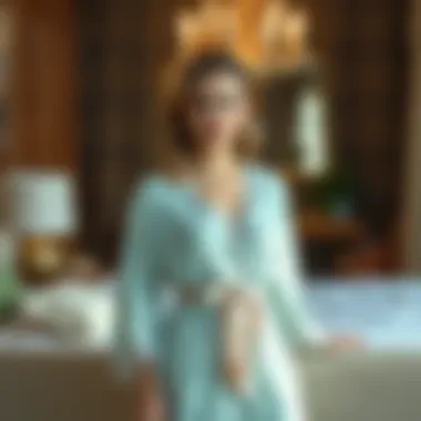 Stylish nightgown and robe ensemble styled with accessories