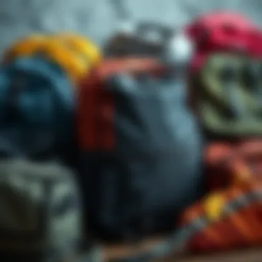 A variety of materials used in modern backpacks