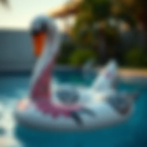 Elegant swan pool float adorned with stylish patterns