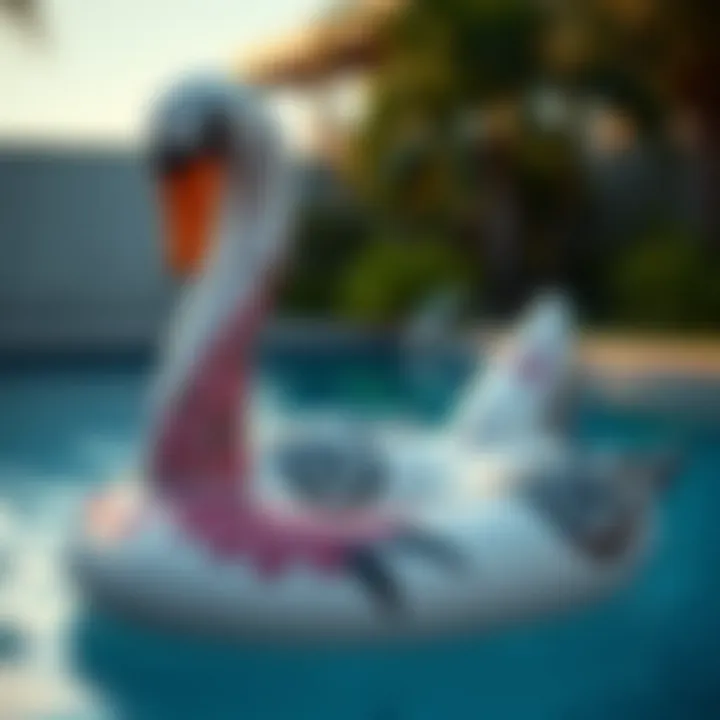 Elegant swan pool float adorned with stylish patterns
