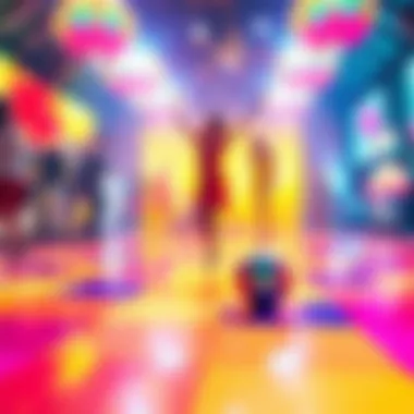 A colorful disco dance floor reflecting the essence of the 60s era