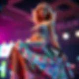 A vibrant 60s disco dress adorned with sequins and bold patterns