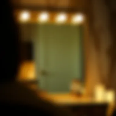 Close-up of innovative lighting technology in a gold vanity mirror