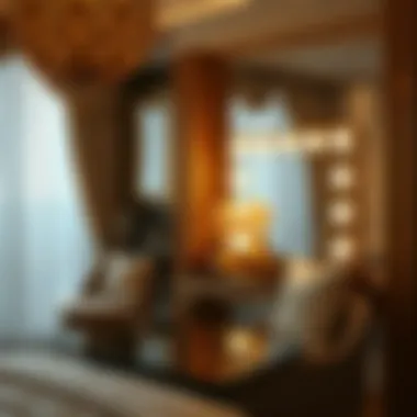 Luxurious interior featuring a gold light-up vanity mirror