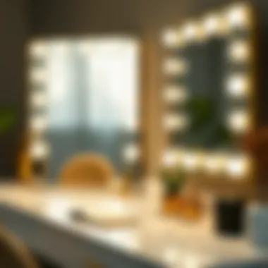 Stylish gold vanity mirror displaying modern design elements