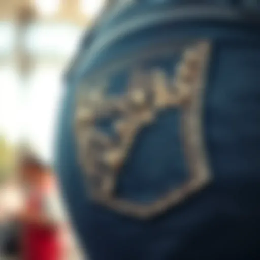 Close-up of embellished pocket detailing on plus size jeans