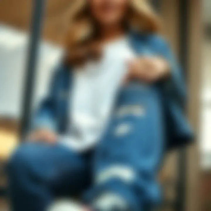 Stylish outfit showcasing plus size jeans with embellished pockets