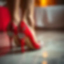Elegant red heels with rhinestones showcasing their dazzling design