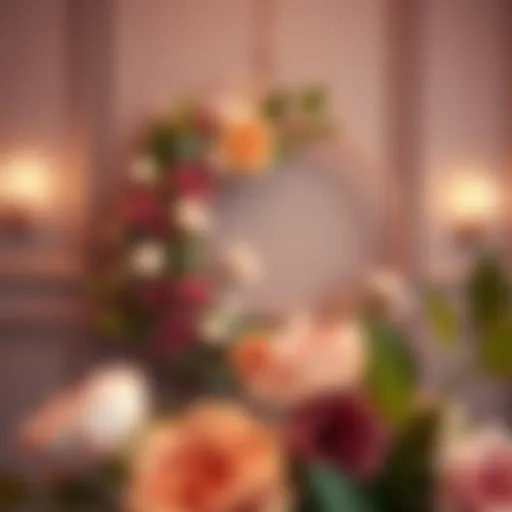 Elegant rose gold wreath adorned with seasonal flowers