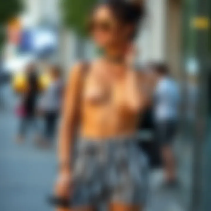 Fashion-forward accessories paired with striped paperbag shorts