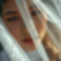 A close-up of a glitter veil glimmering in natural light