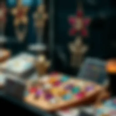 An artistic display showcasing DIY projects featuring jewel stickers.