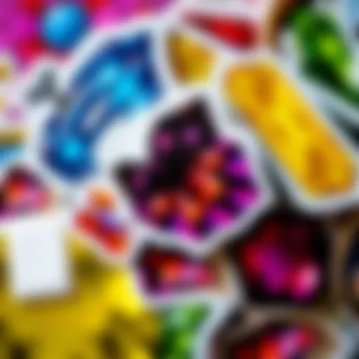 A close-up of vibrant jewel-themed stickers arranged artistically.
