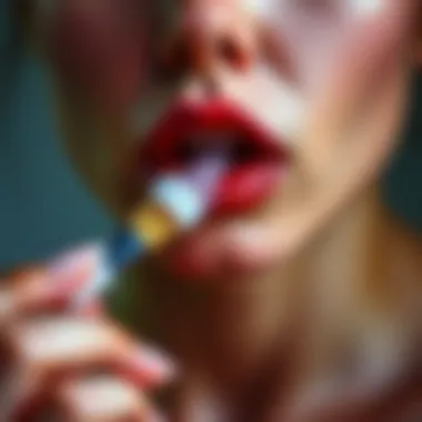 Demonstration of silicone lip scrub application