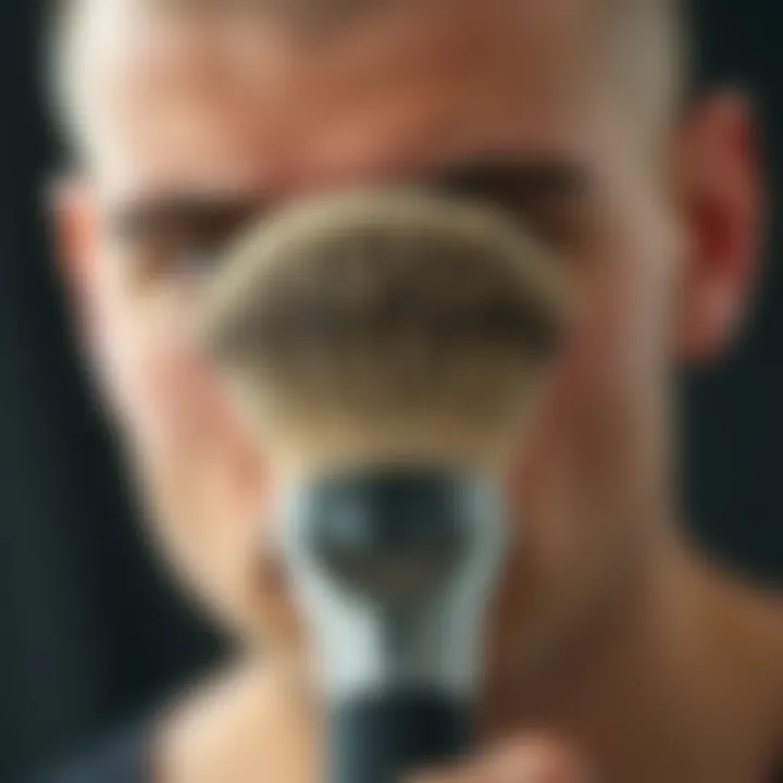 Close-up of a specialized brush designed for bald heads