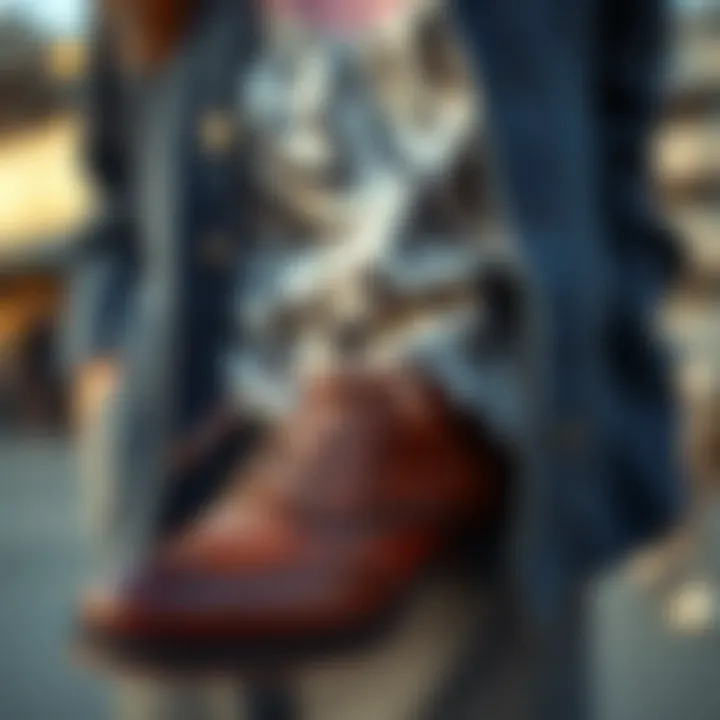 A beautifully curated outfit featuring paisley shoelaces, reflecting personal style and fashion