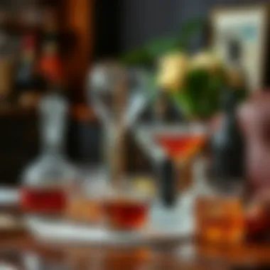 An artful arrangement of decanters and accessories for entertaining