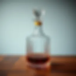 Exquisite crystal decanter on a polished wooden surface