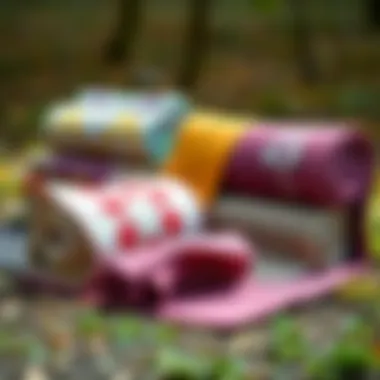 Variety of Non-Slip Hot Yoga Towels Various types of non-slip hot yoga towels displayed in a natural setting