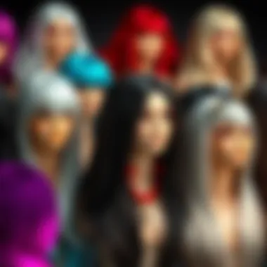 Stylish Array of Synthetic Wigs Stylish array of synthetic wigs in various colors and lengths