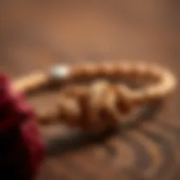 An intricate close-up of a lucky knot bracelet showcasing its detailed craftsmanship.