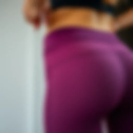 Close-up of ruched back detail on yoga pants