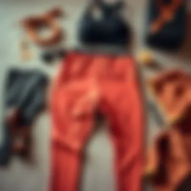 Flat lay of yoga pants with accessories