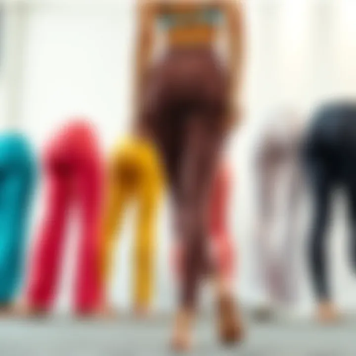 Different styles and colors of ruched back yoga pants