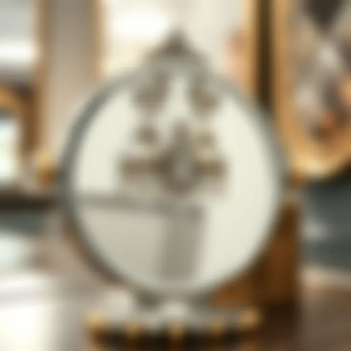 Artistry in Reflective Design Mirrored surface showcasing intricate detailing