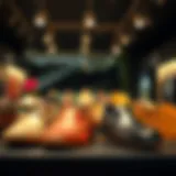 Stylish flat toe shoes on display