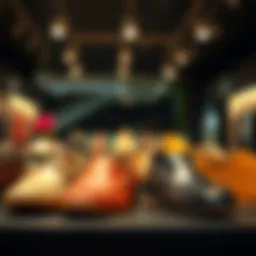 Stylish flat toe shoes on display