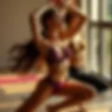 Elegant yoga poses showcasing the harmony between lingerie fashion and yoga practice.