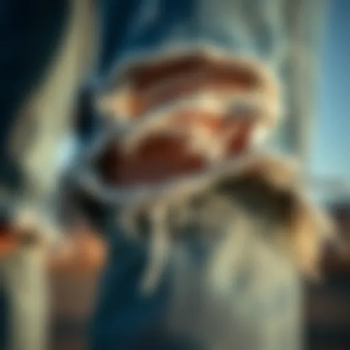 A close-up of ripped hem mom jeans showcasing the unique frayed detail