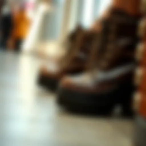 A close-up of studded platform boots showcasing their intricate design and materials