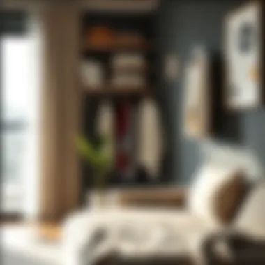 Versatile use of adhesive hooks in a stylish home environment.