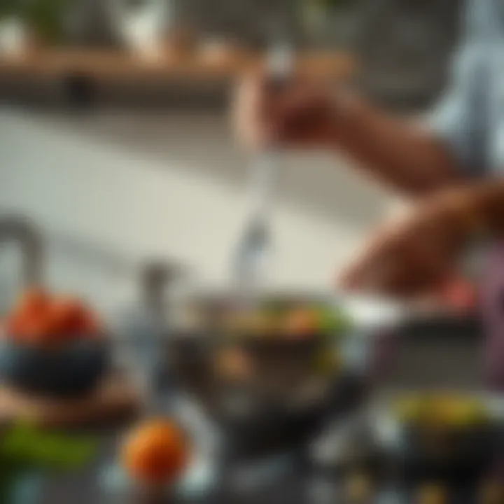 Person effortlessly cleaning a stainless steel salad bowl