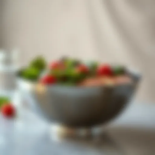 Elegant stainless steel salad bowl showcasing its shine and design