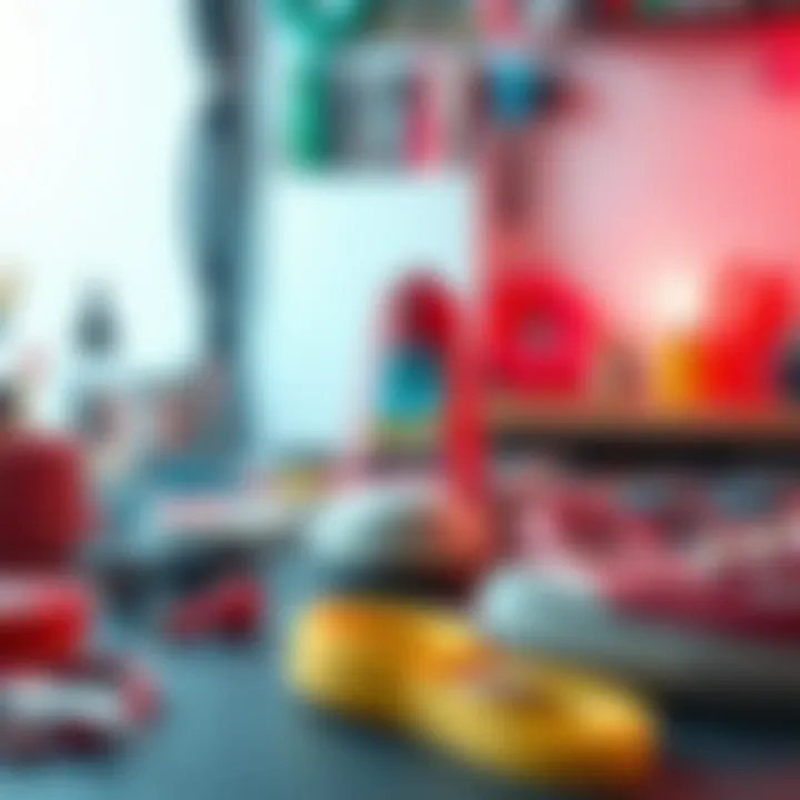 A DIY shoelace customization station with materials and tools laid out creatively