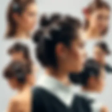 A stylish montage of individuals using hair claws in different hairstyles, showcasing versatility.