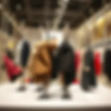 A creative display of fashion items embellished with clear clothespins.