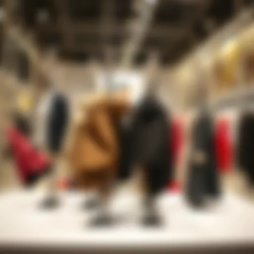 A creative display of fashion items embellished with clear clothespins.