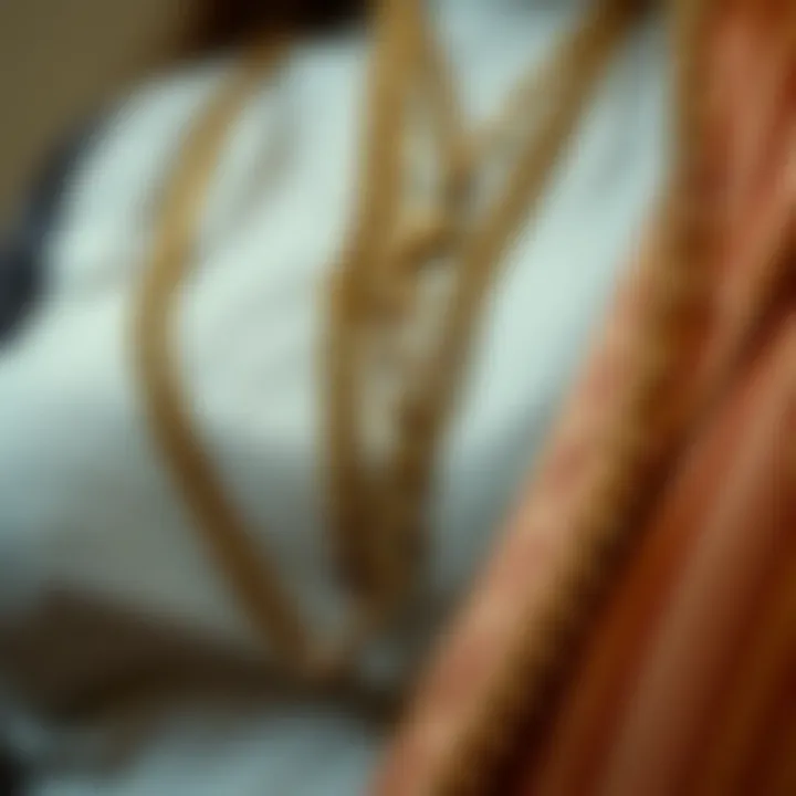 Historical representation of metal chain lanyards in vintage fashion