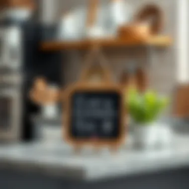 Personalized mini chalkboard sign adding charm to a cozy kitchen