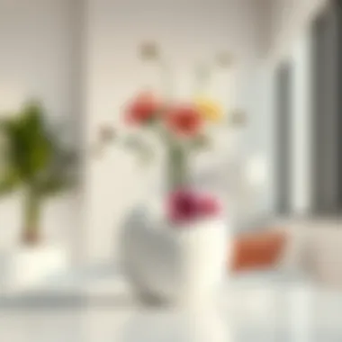 White Donut Vase in Modern Decor White donut vase adorned with fresh flowers in a modern interior