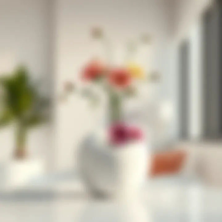 White Donut Vase in Modern Decor White donut vase adorned with fresh flowers in a modern interior