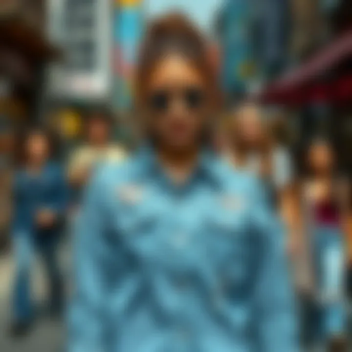 Ripped Denim Shirt in Street Style A vibrant street scene showcasing individuals wearing ripped denim shirts in various styles and colors.