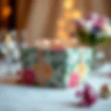 A beautifully wrapped gift box with a floral design